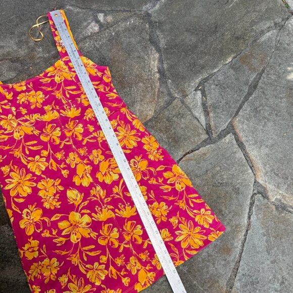 ZARA Floral Mini Dress M Pink Yellow Square Neck Embellished Straps - Picture 10 of 12